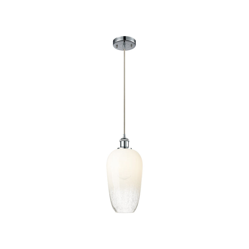 Innovations Brookhaven Flute 7in 1-Light Mini Pendant | Industrial Polished Chrome and Opal Glass | Kitchen Island | Model 516-1P-PC-G484-7OP