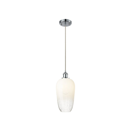 Innovations Brookhaven Flute 7in 1-Light Mini Pendant | Industrial Polished Chrome and Opal Glass | Kitchen Island | Model 516-1P-PC-G484-7OP