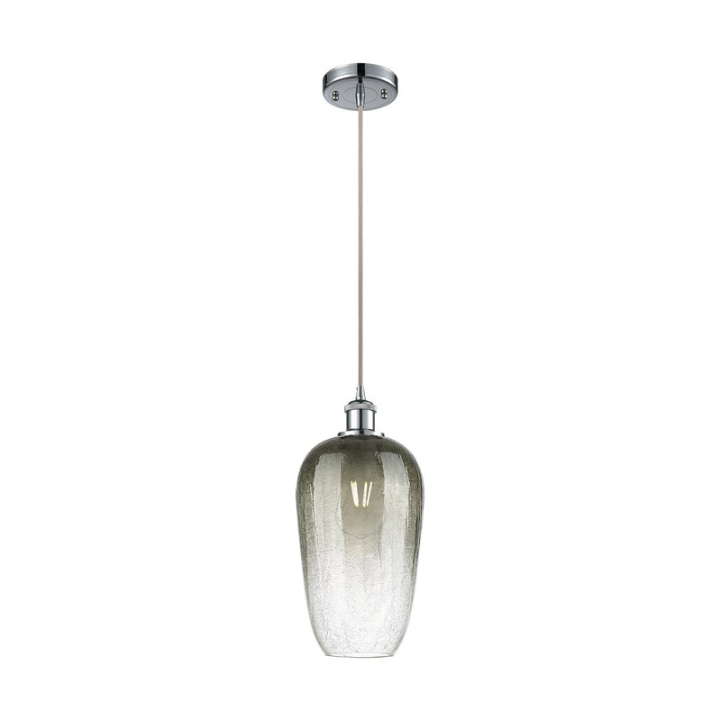 Innovations Brookhaven Flute 7in 1-Light Mini Pendant | Industrial Polished Chrome and Slate Glass | Kitchen Island | Model 516-1P-PC-G484-7SL