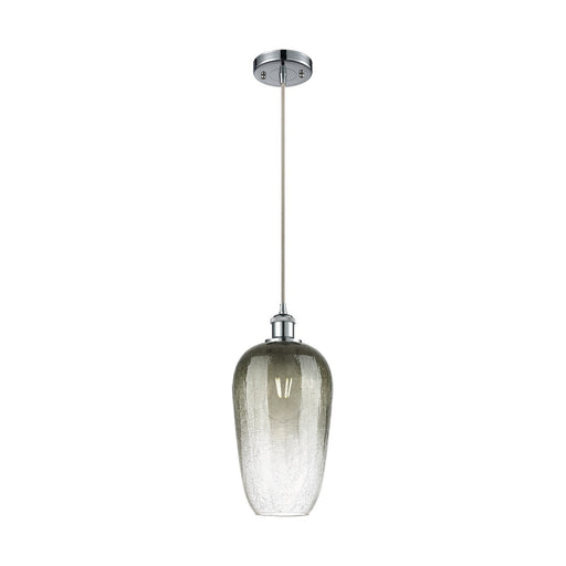 Innovations Brookhaven Flute 7in 1-Light Mini Pendant | Industrial Polished Chrome and Slate Glass | Kitchen Island | Model 516-1P-PC-G484-7SL