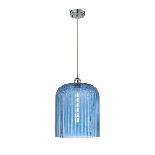 Innovations Bridal Veil 5in 1-Light Mini Pendant | Art Nouveau Polished Chrome and Princess Blue Glass | Kitchen Island | Model 516-1P-PC-G559-12BL