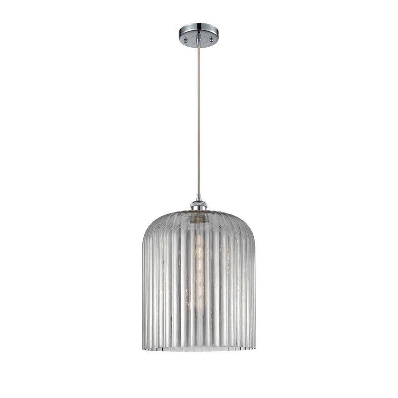 Innovations Bridal Veil 5in 1-Light Mini Pendant | Art Nouveau Polished Chrome and Light Smoke Glass | Kitchen Island | Model 516-1P-PC-G559-12SM
