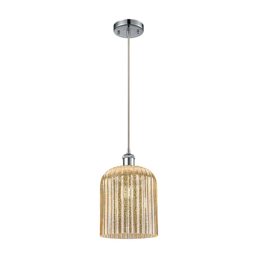 Innovations Bridal Veil 5in 1-Light Mini Pendant | Art Nouveau Polished Chrome and Mercury Ribbed Glass | Kitchen Island | Model 516-1P-PC-G559-8ME