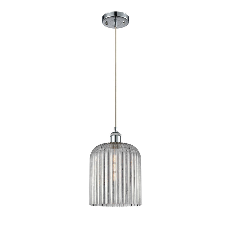 Innovations Bridal Veil 5in 1-Light Mini Pendant | Art Nouveau Polished Chrome and Light Smoke Glass | Kitchen Island | Model 516-1P-PC-G559-8SM