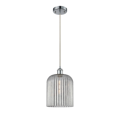 Innovations Bridal Veil 5in 1-Light Mini Pendant | Art Nouveau Polished Chrome and Light Smoke Glass | Kitchen Island | Model 516-1P-PC-G559-8SM