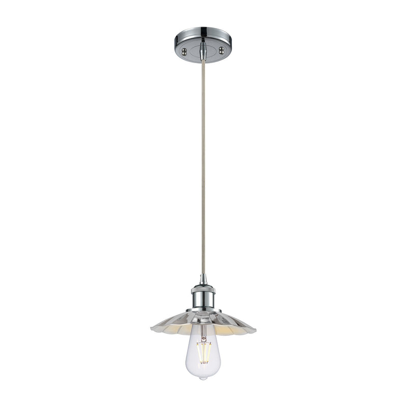 Innovations Scallop 8in 1-Light Mini Pendant | Industrial Polished Chrome Metal Shade | Kitchen Island & Dining Room | Model 516-1P-PC-M17-PC