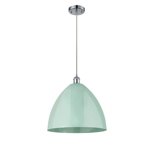 Innovations Plymouth 16in 1-Light Mini Pendant | Industrial Polished Chrome and Matte Seafoam Metal Shade | Kitchen | Model 516-1P-PC-MBD-16-SF-LED