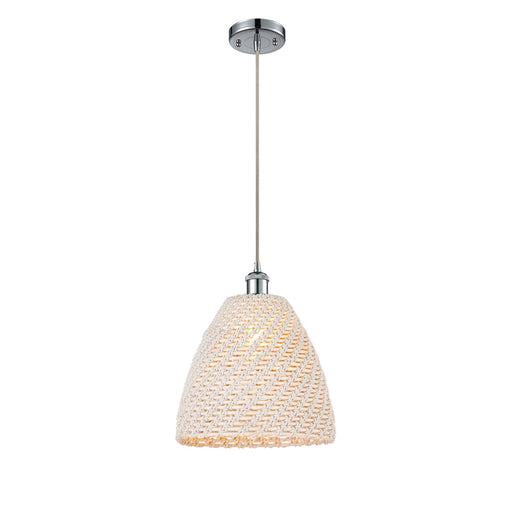 Innovations Bristol Natural 11.75in 1-Light Mini Pendant | Farmhouse Polished Chrome and Natural Fiber Shade | Kitchen | Model 516-1P-PC-NBD-12-NAT