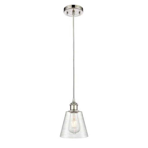 Innovations Caton 6in 1-Light Mini Pendant | Polished Nickel and Frosted Glass Pyramid | Kitchen Island & Dining Room | Model 516-1P-PN-G454