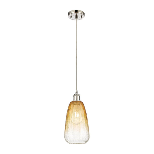 Innovations Brookhaven Almond 6in 1-Light Mini Pendant | Industrial Polished Nickel and Amber Glass | Kitchen Island | Model 516-1P-PN-G480-6AM