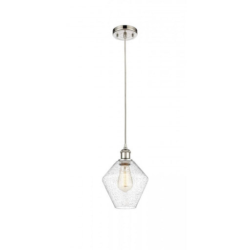 Innovations Ballston Cindyrella 8in 1-Light LED Mini Pendant | Industrial Polished Nickel and Seedy Glass | Kitchen Island | Model 516-1P-PN-G654-8-LED