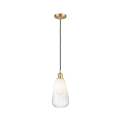 Innovations Brookhaven Almond 6in 1-Light Mini Pendant | Satin Gold and Opal Glass | Kitchen Island & Dining Room | Model 516-1P-SG-G480-6OP