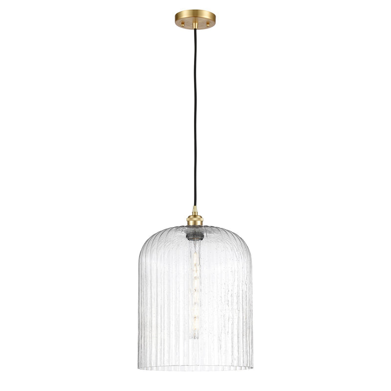 Innovations Bridal Veil 5in 1-Light Mini Pendant | Art Nouveau Satin Gold and Seedy Glass | Kitchen Island & Dining Room | Model 516-1P-SG-G559-12SDY