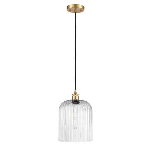 Innovations Bridal Veil 5in 1-Light Mini Pendant | Art Nouveau Satin Gold and Seedy Glass | Kitchen Island & Dining Room | Model 516-1P-SG-G559-8SDY