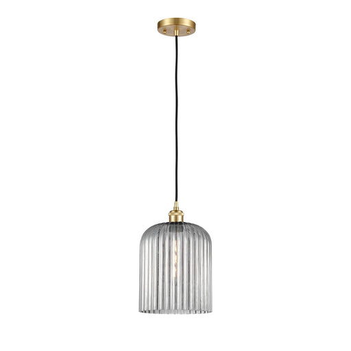 Innovations Bridal Veil 5in 1-Light Mini Pendant | Art Nouveau Satin Gold and Light Smoke Glass | Kitchen Island & Dining | Model 516-1P-SG-G559-8SM