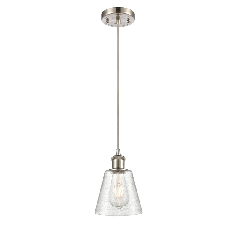 Innovations Caton 6in 1-Light Mini Pendant | Industrial Brushed Satin Nickel and Frosted Glass | Kitchen Island & Dining Room | Model 516-1P-SN-G454