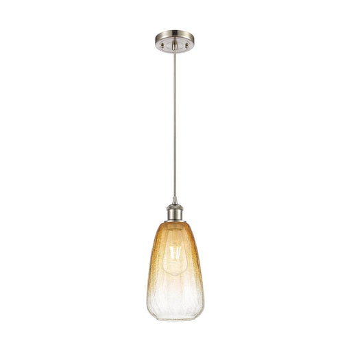 Innovations Brookhaven Almond 6in 1-Light Mini Pendant | Brushed Satin Nickel and Amber Glass | Kitchen Island & Dining | Model 516-1P-SN-G480-6AM