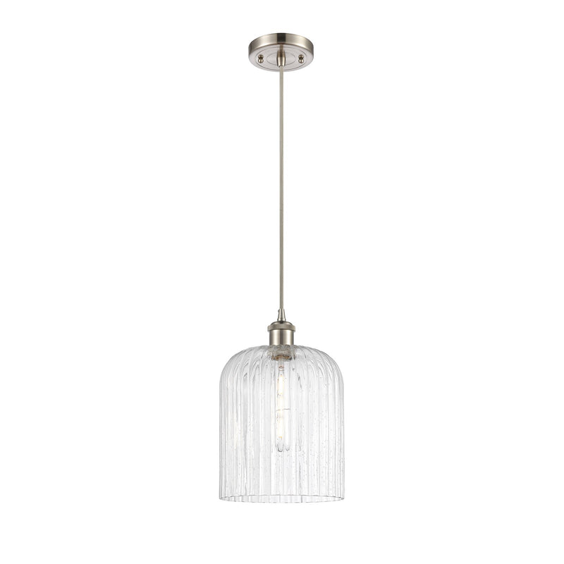 Innovations Bridal Veil 5in 1-Light Mini Pendant | Art Nouveau Brushed Satin Nickel and Seedy Glass | Kitchen Island | Model 516-1P-SN-G559-8SDY