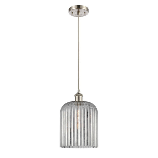Innovations Bridal Veil 5in 1-Light Mini Pendant | Art Nouveau Brushed Satin Nickel and Light Smoke Glass | Kitchen Island | Model 516-1P-SN-G559-8SM