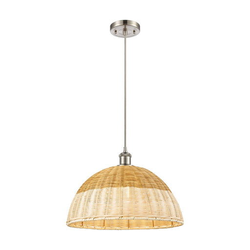Innovations Bristol Natural II 15.75in 1-Light Mini Pendant | Industrial Brushed Satin Nickel and Natural Fiber | Model 516-1P-SN-NBD2-16-NAT