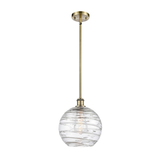 Innovations Athens Deco Swirl 10in 1-Light Mini Pendant | Industrial Antique Brass and Clear Glass | Kitchen Island | Model 516-1S-AB-G1213-10CL
