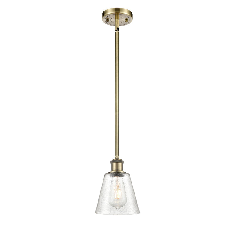 Innovations Caton 6in 1-Light Mini Pendant | Art Nouveau Antique Brass and Frosted Glass | Kitchen Island & Dining Room | Model 516-1S-AB-G454