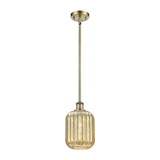 Innovations Preston Cylinder 7in 1-Light Mini Pendant | Industrial Antique Brass Steel and Mercury Glass | Kitchen Island & | Model 516-1S-AB-G460-7ME