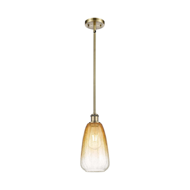 Innovations Brookhaven Almond 6in 1-Light Mini Pendant | Industrial Antique Brass and Amber Glass | Kitchen Island | Model 516-1S-AB-G480-6AM