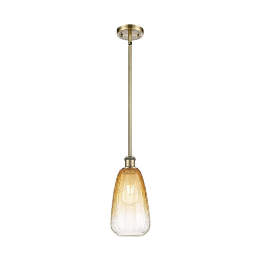 Innovations Brookhaven Almond 6in 1-Light Mini Pendant | Industrial Antique Brass and Amber Glass | Kitchen Island | Model 516-1S-AB-G480-6AM