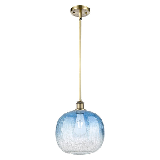 Innovations Brookhaven Sphere 10.5in 1-Light Mini Pendant | Industrial Antique Brass and Sapphire Blue Glass | Kitchen | Model 516-1S-AB-G481-10SB