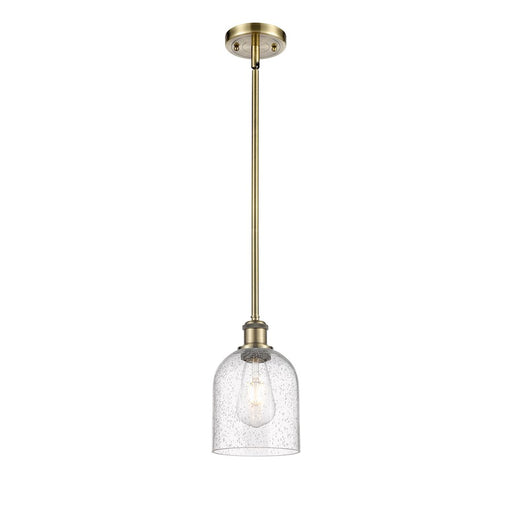 Innovations Bella 6in 1-Light Mini Pendant | Industrial Antique Brass Steel and Seedy Glass | Kitchen Island | 5 x 5 x 9 in | Model 516-1S-AB-G558-6SDY