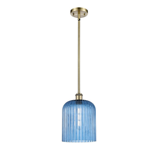 Innovations Bridal Veil 5in 1-Light Mini Pendant | Art Nouveau Antique Brass and Princess Blue Glass | Kitchen Island | Model 516-1S-AB-G559-8BL