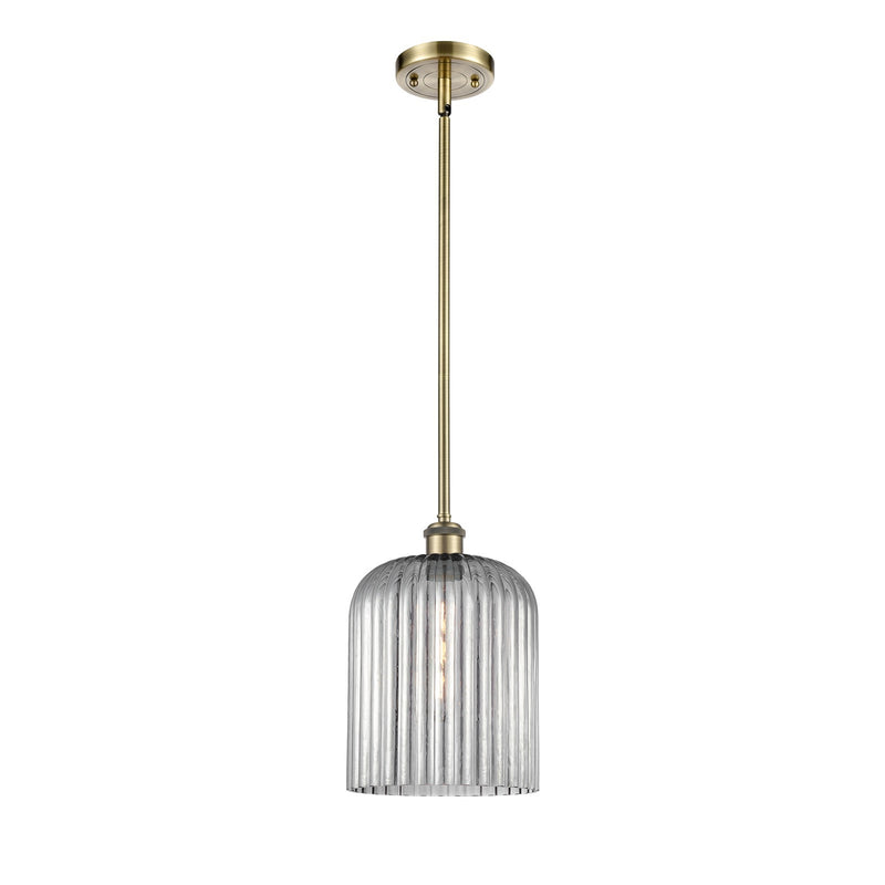 Innovations Bridal Veil 5in 1-Light Mini Pendant | Art Nouveau Antique Brass and Light Smoke Glass | Kitchen Island | Model 516-1S-AB-G559-8SM