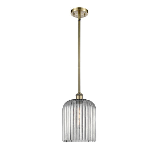 Innovations Bridal Veil 5in 1-Light Mini Pendant | Art Nouveau Antique Brass and Light Smoke Glass | Kitchen Island | Model 516-1S-AB-G559-8SM