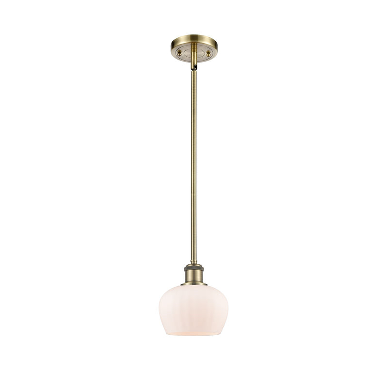 Innovations Fenton 6in 1-Light Mini Pendant | Art Nouveau Antique Brass and Matte White Glass | Kitchen Island & Dining Room | Model 516-1S-AB-G91