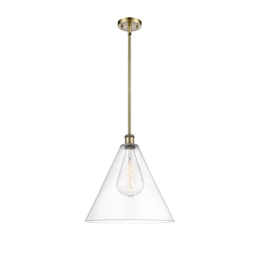 Innovations Berkshire 16in 1-Light LED Pendant | Industrial Antique Brass and Clear Glass | Kitchen Island & Dining | Model 516-1S-AB-GBC-162-LED