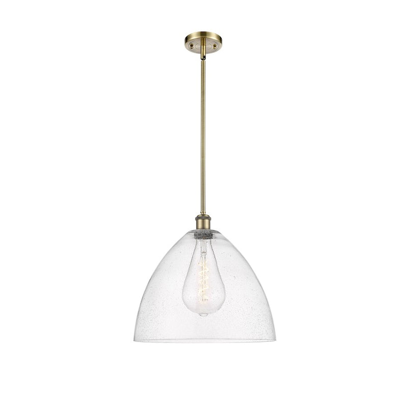 Innovations Ballston 16in 1-Light Pendant | Industrial Antique Brass Steel and Seedy Glass | Kitchen Island & Dining Room | Model 516-1S-AB-GBD-164