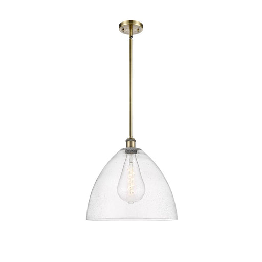 Innovations Ballston 16in 1-Light Pendant | Industrial Antique Brass Steel and Seedy Glass | Kitchen Island & Dining Room | Model 516-1S-AB-GBD-164