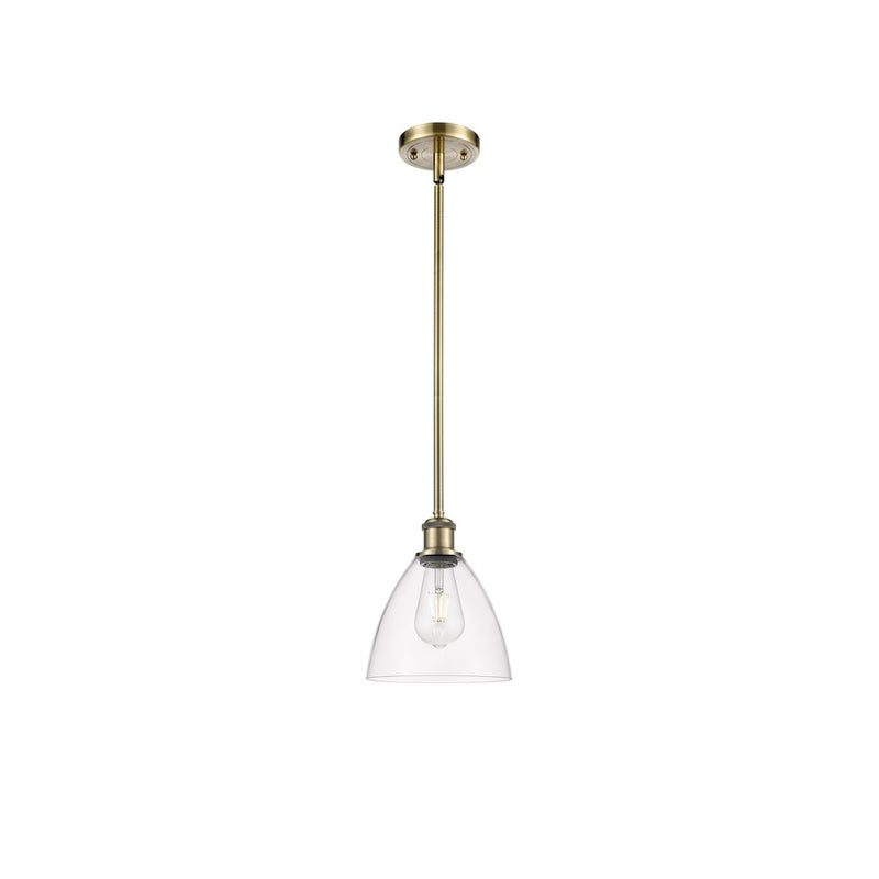 Innovations Ballston 7.5in 1-Light LED Mini Pendant | Industrial Antique Brass and Clear Glass | Kitchen Island & Dining | Model 516-1S-AB-GBD-752-LED