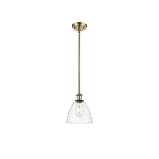 Innovations Ballston 7.5in 1-Light LED Mini Pendant | Industrial Antique Brass and Clear Glass | Kitchen Island & Dining | Model 516-1S-AB-GBD-752-LED