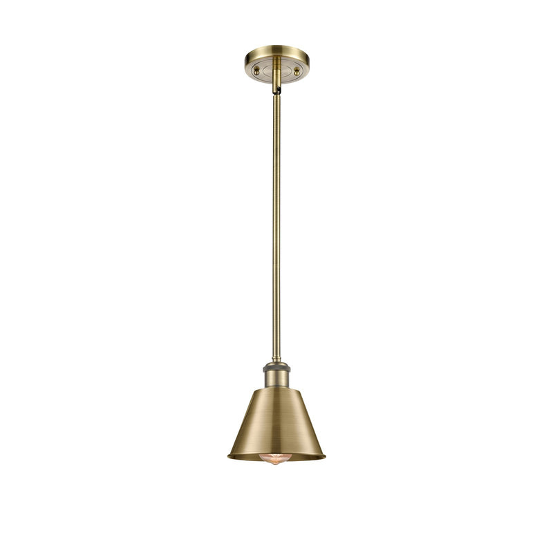 Innovations Lighting Smithfield 7in 1-Light Mini Pendant | Industrial Antique Brass Metal Shade | Kitchen Island | Model 516-1S-AB-M8-LED
