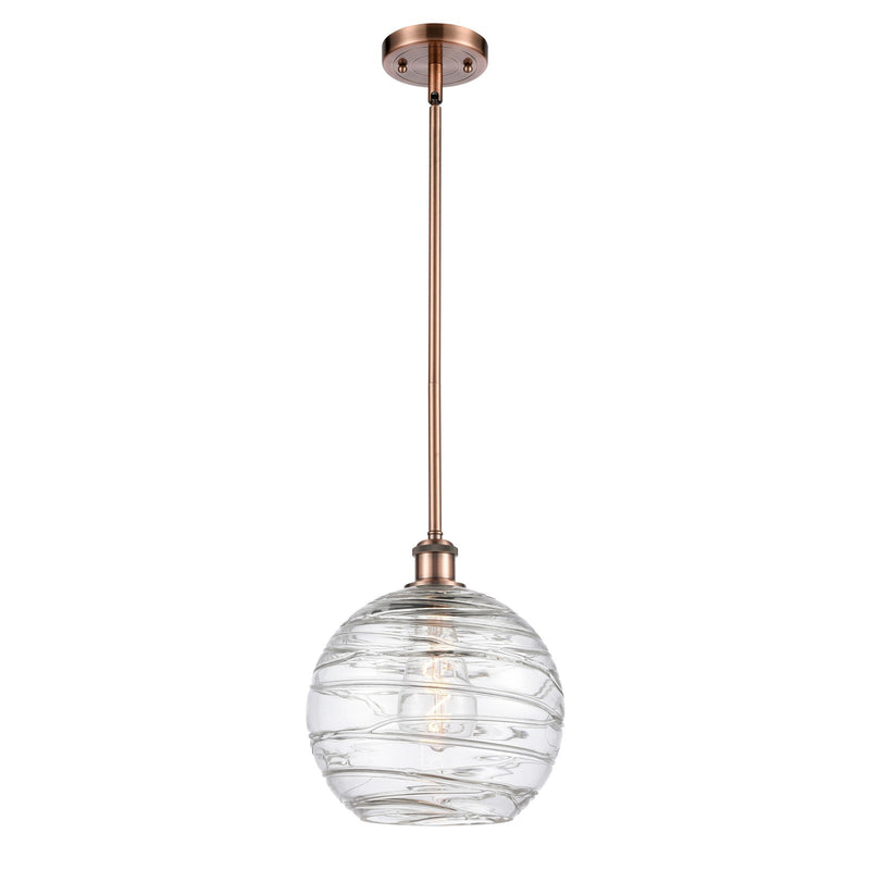 Innovations Athens Deco Swirl 10in 1-Light Mini Pendant | Industrial Antique Copper and Clear Glass | Kitchen Island | Model 516-1S-AC-G1213-10CL