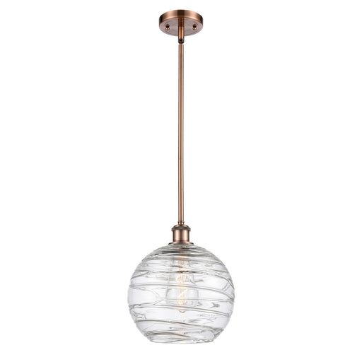 Innovations Athens Deco Swirl 10in 1-Light Mini Pendant | Industrial Antique Copper and Clear Glass | Kitchen Island | Model 516-1S-AC-G1213-10CL