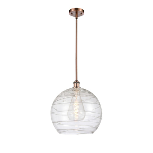 Innovations Athens Deco Swirl 14in 1-Light Mini Pendant | Industrial Antique Copper and Clear Glass | Kitchen Island | Model 516-1S-AC-G1213-14CL