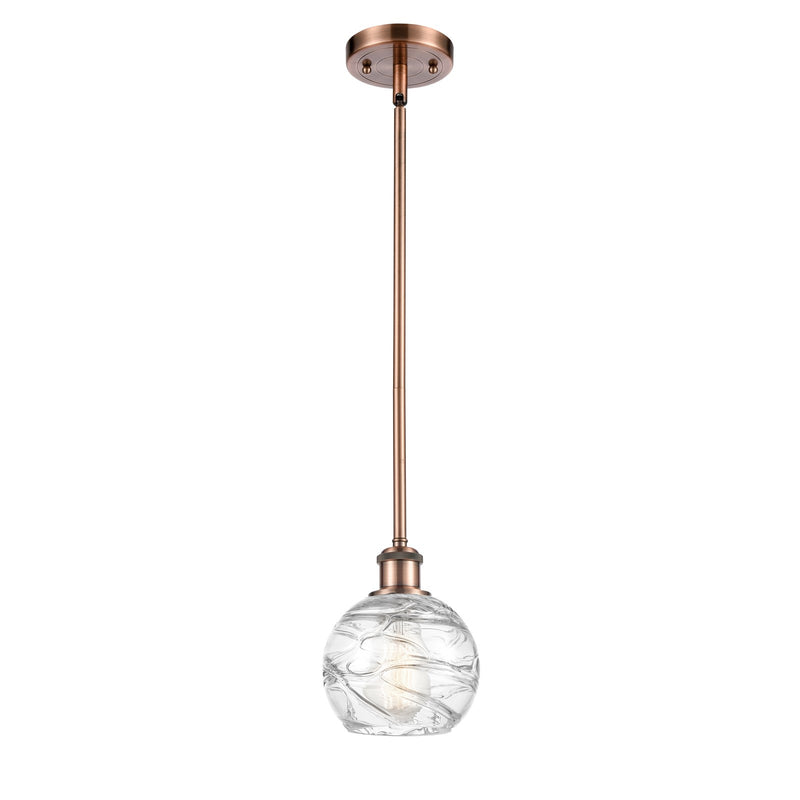 Innovations Athens Deco Swirl 6in 1-Light Mini Pendant | Industrial Antique Copper and Clear Glass | Kitchen Island | Model 516-1S-AC-G1213-6CL
