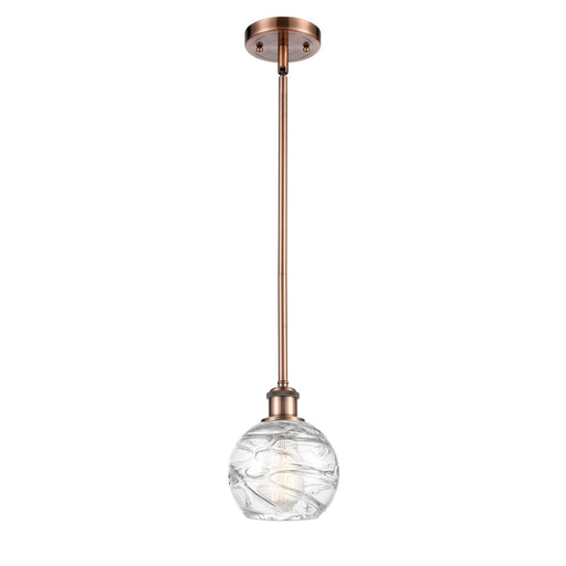 Innovations Athens Deco Swirl 6in 1-Light Mini Pendant | Industrial Antique Copper and Clear Glass | Kitchen Island | Model 516-1S-AC-G1213-6CL