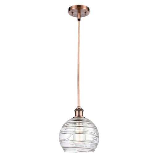 Innovations Athens Deco Swirl 8in 1-Light Mini Pendant | Industrial Antique Copper and Clear Glass | Kitchen Island | Model 516-1S-AC-G1213-8CL