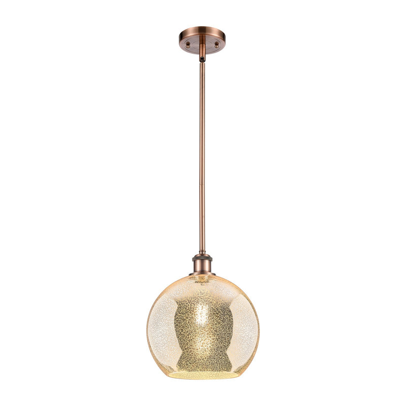 Innovations Athens 10in 1-Light Mini Pendant | Industrial Antique Copper and Mercury Glass | Kitchen Island & Dining Room | Model 516-1S-AC-G128-10
