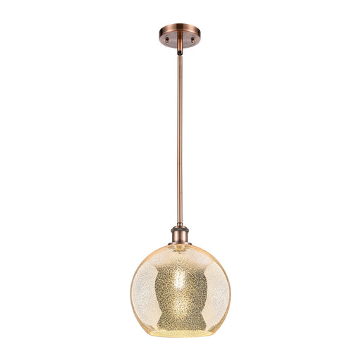 Innovations Athens 10in 1-Light Mini Pendant | Industrial Antique Copper and Mercury Glass | Kitchen Island & Dining Room | Model 516-1S-AC-G128-10