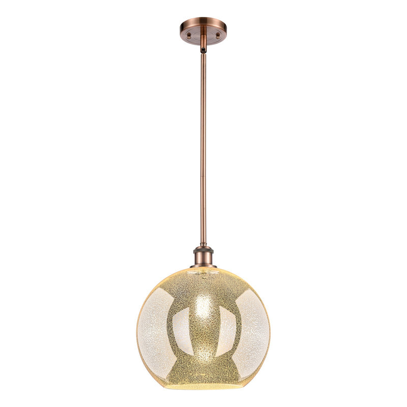 Innovations Athens 12in 1-Light Mini Pendant | Industrial Antique Copper and Mercury Glass | Kitchen Island & Dining Room | Model 516-1S-AC-G128-12